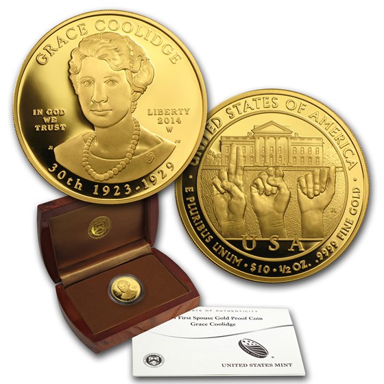 2014-W 1/2 oz Proof Gold Grace Coolidge (w/Box & COA) 2014-W 1/2 oz Proof Gold Grace Coolidge (w/Box & COA)